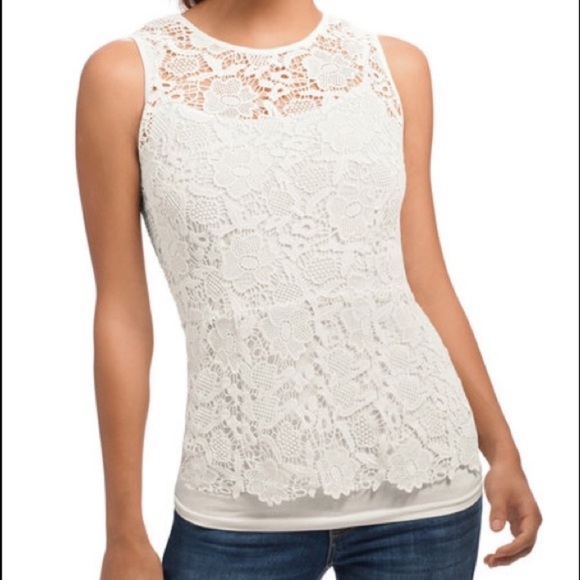 CAbi Tops - CAbi #800 Needle Lace Shell Peplum Top Sleeveless